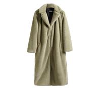 DUHGBNE womens winter coat Women's Faux Reversible Coat Open Front Long Lapel Cardigan Jacket Warm Winter Faux Fleece Outwear Short Sleeve red wool women