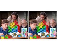 DUHLnote 48PCS Stack Game for Adult & Kids, Tetra Board Tower Games for Family Travel Party, 2 Players Balance Stacking Toy, Team Toys Building Block (Pack of 2)