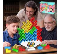 DUHLnote 64PCS Stack Game for Adult & Kids, Tetra Board Tower Games for Family Travel Party, 2 Players Balance Stacking Toy, Team Toys Building Block