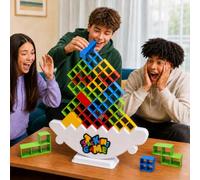 DUHLnote Giant 48PCS Stack Game for Adult & Kids, Tetra Board Tower Games for Family Travel Party, 2+ Players Balance Stacking Toy, Team Toys Building Block