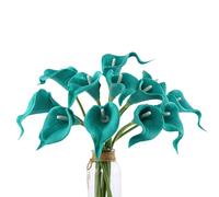 DuHouse 12Pcs Artificial Calla Lily Flower Real Touch Latex Flowers for DIY Wedding Bouquet Party Home Decor (Teal Blue)