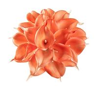 DuHouse 20Pcs Artificial Calla Lily Flower Real Touch Latex Flowers for DIY Wedding Bouquet Party Home Decor (Coral)