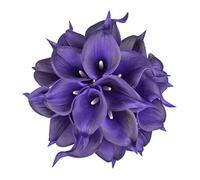 DuHouse 20Pcs Artificial Calla Lily Flower Real Touch Latex Flowers for DIY Wedding Bouquet Party Home Decor (Dark Purple)