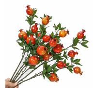 DuHouse 3 Pcs Artificial Pomegranate Branches, 66cm Faux Pomegranate Stems Lifelike Fake Greenery Plants Twigs for Home Office Kitchen Party Decoration