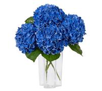 DuHouse 3Pcs Large Hydrangea Artificial Flowers, 50cm Latex Real Touch Hydrangeas Lifelike Hydrangea Flower for Home Wedding Bouquets Centerpieces Party Living Room Decoration(Royal Blue)