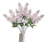 DuHouse 5PCS Delphinium Artificial Flowers Pink Snapdragon Larkspur Silk Flowers for Centerpiece Party Home Kitchen Table Wedding Decor(Blush)