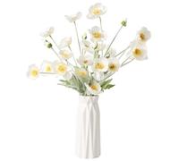 DuHouse 6 Pcs Artificial Poppies Flowers Silk Poppy Flowers for Home Table Centerpieces Decoration Office Wedding(White)