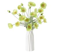 DuHouse 6 Pcs Artificial Poppies Flowers Silk Poppy Flowers for Home Table Centerpieces Decoration Office Wedding(Green)