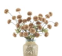 DuHouse 6pcs Artificial Pompon Mum Flowers with Stems, Faux Silk Mini Chrysanthemum Ball for Home Decoration, Bouquets, Table Centrepieces, DIY Floral Crafts(Coffee)