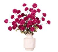 DuHouse 6pcs Artificial Pompon Mum Flowers with Stems, Faux Silk Mini Chrysanthemum Ball for Home Decoration, Bouquets, Table Centrepieces, DIY Floral Crafts(Hot Pink)