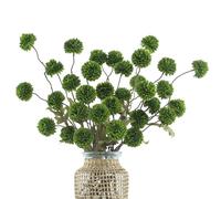 DuHouse 6pcs Artificial Pompon Mum Flowers with Stems, Green | Faux Silk Mini Chrysanthemum Ball, 52cm Long Stem, Fake Flowers for Home Table Centrepiece Wedding DIY Floral Arrangement