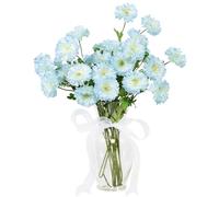 DuHouse 6PCS Gerbera Daisy Artificial Flowers Silk Bouquet - Faux Daisies for Home, Garden, Kitchen, Wedding, Party Decorations(Baby blue)