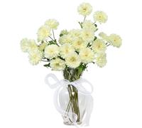 DuHouse 6PCS Gerbera Daisy Artificial Flowers Silk Bouquet - Faux Daisies for Home, Garden, Kitchen, Wedding, Party Decorations(Light Yellow)