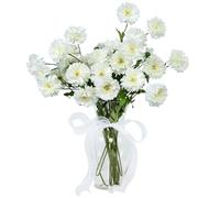 DuHouse 6PCS Gerbera Daisy Artificial Flowers Silk Bouquet - Faux Daisies for Home, Garden, Kitchen, Wedding, Party Decorations(White)