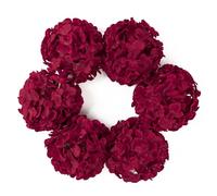 DuHouse 8.7" Silk Hydrangea Flower Heads with Stems Fake Hydrangeas Flowers for DIY Wedding Centerpiece Home Decor,Pack of 6(Fiery Red)