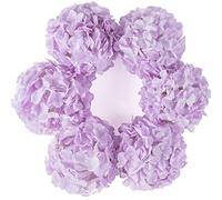 DuHouse 8.7" Silk Hydrangea Flower Heads with Stems Fake Hydrangeas Flowers for DIY Wedding Centerpiece Home Decor,Pack of 6(Lilac)