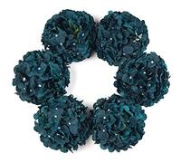 DuHouse Artificial Bigger Silk Hydrangea Flower Heads with Stem Realistic Fake Hydrangea Flower Bouquets for Wedding Home Party Garden Centerpiece Pack of 6(Peacock Blue)