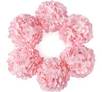 DuHouse Artificial Bigger Silk Hydrangea Flower Heads with Stem Realistic Fake Hydrangea Flower Bouquets for Wedding Home Party Garden Centerpiece Pack of 6(Pink)