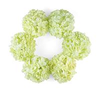 DuHouse Artificial Bigger Silk Hydrangea Flower Heads with Stem Realistic Fake Hydrangea Flower Bouquets for Wedding Home Party Garden Centerpiece Pack of 6(Green)