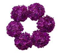 DuHouse Artificial Bigger Silk Hydrangea Flower Heads with Stem Realistic Fake Hydrangea Flower Bouquets for Wedding Home Party Garden Centerpiece Pack of 6(Dark Purple)