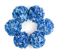 DuHouse Artificial Bigger Silk Hydrangea Flower Heads with Stem Realistic Fake Hydrangea Flower Bouquets for Wedding Home Party Garden Centerpiece Pack of 6(Royal Blue)