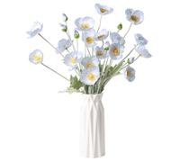 DuHouse Artificial Poppies Flowers 6 Pcs(Light Blue)