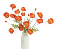 DuHouse Artificial Poppies Flowers 6 Pcs(Orange Red)
