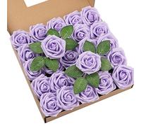 DuHouse Artificial Roses 25Pcs Fake Foam Rose Flowers Weeding(Lilac)