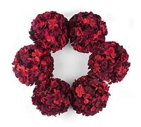 DuHouse Artificial Silk Hydrangea Flower Heads 6Pcs(Burgundy) | Bigger Fake Hydrangeas with Stems, Realistic Faux Hydrangea Flower Bouquets, Wedding Home Party Garden Centerpiece