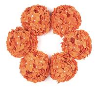 DuHouse Artificial Silk Hydrangea Flower Heads 6Pcs(Burnt Orange)