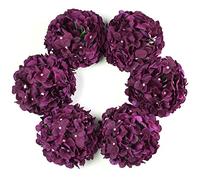 DuHouse Artificial Silk Hydrangea Flower Heads Fake Hydrangeas 6Pcs(Plum) | Bigger Fake Hydrangeas with Stems, Realistic Faux Hydrangea Flower Bouquets, Wedding Home Party Garden Centerpiece