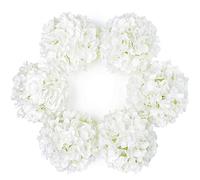 DuHouse Artificial Silk Hydrangea Flower Heads Fake Hydrangeas 6Pcs(White) | Bigger Fake Hydrangeas with Stems, Realistic Faux Hydrangea Flower Bouquets, Wedding Home Party Garden Centerpiece