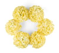 DuHouse Artificial Silk Hydrangea Flower Heads Fake Hydrangeas 6Pcs(Yellow) | Bigger Fake Hydrangeas with Stems, Realistic Faux Hydrangea Flower Bouquets, Wedding Home Party Garden Centerpiece