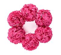 DuHouse Artificial Silk Hydrangea Flower Heads Fuchsia Fake Hydrangeas 6Pcs