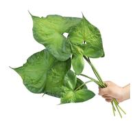 DuHouse Artificial Tropical Leaves with Long Stem-6 Pcs Real Touch Elephant Ear Taro Leaf Stems Faux Palm Monstera Greenery for Home Decor, Centerpiece, Wedding,Party Arrangement