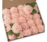 DuHouse Artificial Wedding Dahlia Flowers 27pcs Fake Foam Roses with Stem for Wedding Bouquets Centerpieces Arrangements Decoration(Blush)