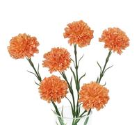 DuHouse Carnations Artificial Flowers Latex Carnation Flowers, 6pcs Real Touch Carnations with Stems for Wedding Party Office Home Decor(Orange)