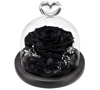 DuHouse Forever Roses Preserved Real Flowers Eternal Enchanted Rose Flower Box Unique Gift for Valentines Birthday Anniversary Mother's Day Christmas(Black)