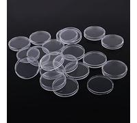 Duiaynke 20 Pieces Round Clear Plastic Coin Cases Round Storage Display Holder Supplies Transparent