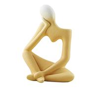 Duiaynke Abstract Thinker Sculpture Home Decor Decorative Figurine, Handcrafted Art Ceramic Thinking Man Vase Hand Carved Accent Decoration Statue (Yellow)
