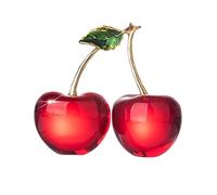 Duiaynke Crystal Cherry Yellow Chili Figurine Home Tabletop Vitality Happiness Decoration Friend Family Birthday Gift Ornament (Red Cherry)