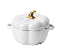 Duiaynke Cute Pumpkin Cup with Lid Soup Bowl Cereal Bowls Set Microwave Coffee Mug Durable Soup Mug for Yogurt Salad Soup Cereal (White)