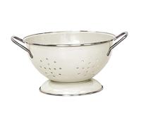 Duiaynke Enamel Coated Colander Strainer Bowl, Vintage Style Self Draining Fruit Dishes, Metal Dinnerware Set, Home Kitchen Table Centerpiece Decoration (Small White)