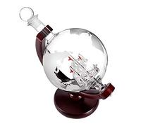 Duiaynke Glass Globe Decanter with Cherry Wood Stand, Elegant Decanter Bottle, 850ml