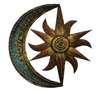 Duiaynke Sun Moon Metal Wall Art Celestial Theme Wall Sculpture Statues Hanging for Ornament Display Collectible Figurine Lawn Yard Kitchen Office (30cm)