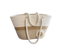 Duiaynke Woven Tote Bag Gifts Bohemian Boho Fashion Large Capacity Trendy Women's Handbag, Flower Khaki