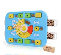 DuiDuiQ Dog Puzzle Toy for Smart Dogs with Sound,4-in-1 Interactive IQ Training & Cognitive Toy for Large & Small Dogs and Cat, Durable Food Puzzle to Keep Them Busy and Slow Feeder (L-Level4-Blue)