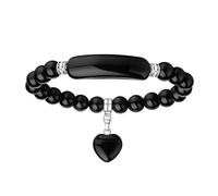 DUINIU 1 Obsidian Bracelet, Black Heart Bracelet, Crystal Bead Bracelet, Lucky Bracelet, Heart-Shaped Pendant, Suitable For Women To Wear And Give As Gifts