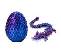 DUINIU 1 Pc 3D Printed Dragon Belt 1 Dragon Egg, Dragon Egg Set, Fully Articulated Crystal Dragon Toy, Flexible Joint Dragon Desk Toy, Executive Desk Toy, Home Office Decor (Purple)