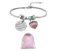 DUINIU 1 Piece Charm Bracelet with 1 Piece Storage Bag, Kids Bracelet, Fun Girl Bracelet, Silver Pendant Adjustable Bracelet, Birthday Gift for Daughter (Silver)